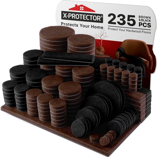 Protectores De Fieltro Para Muebles X-protector, 235 Piezas, Marrón Y Negro