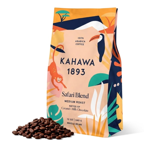 Café KAHAWA 1893 en grano, tueste medio, mezcla Safari, 350 ml