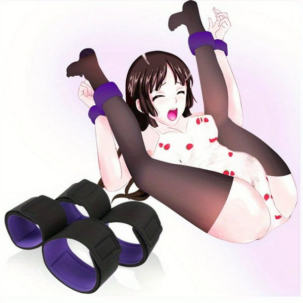 1 pair BDSM Kit for Couples - Wrist and Ankle Restraints, Handcuffs, and Bondage Rope Set for Sensual SM Games