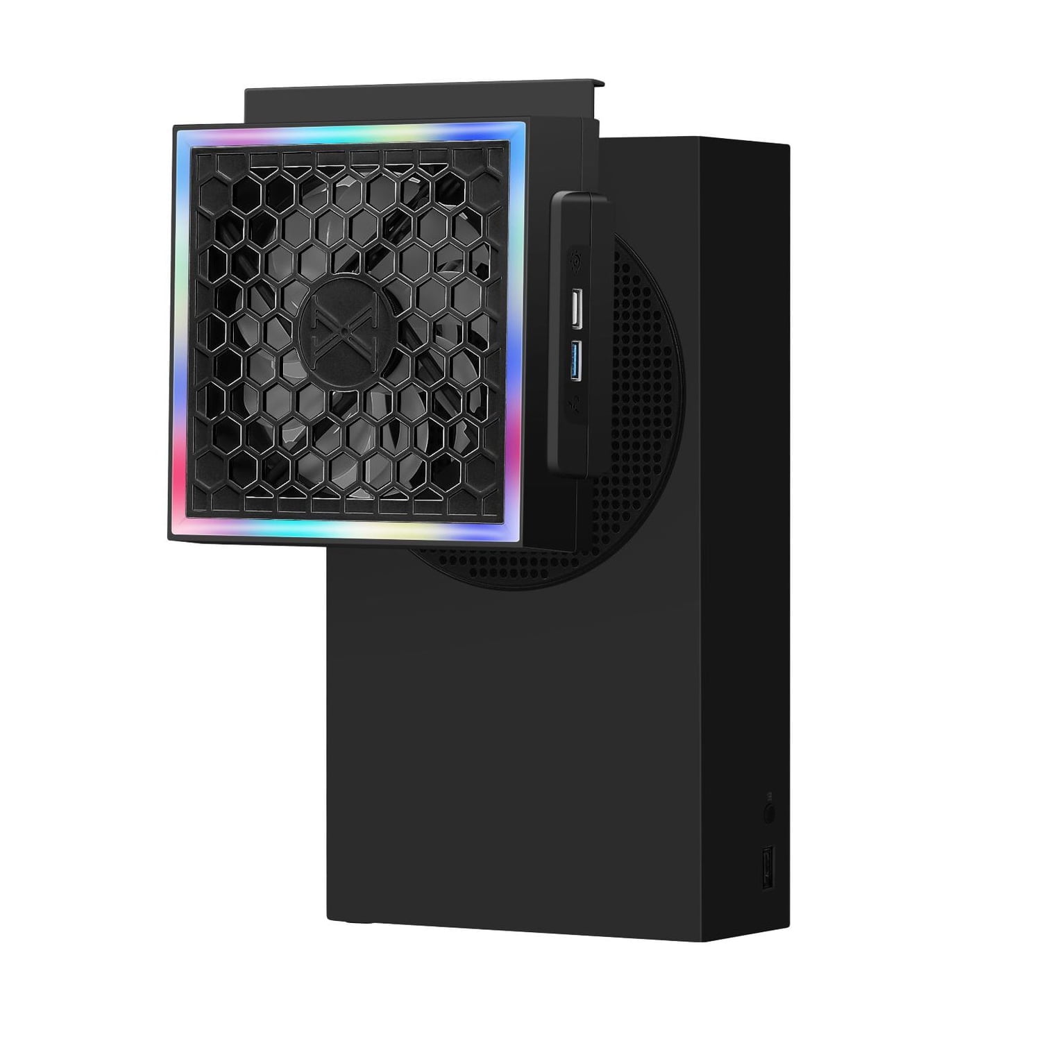 Ventilador De Enfriamiento Aaronmei Para Xbox Series S Rgb 7 Modos 2 Puertos Usb Negro