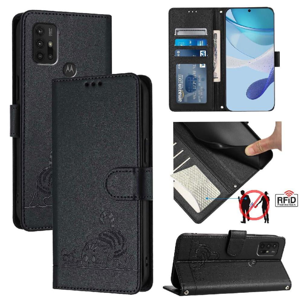 Funda Tipo Cartera Foxdock Para Motorola Moto G30/g10/g20 Con Soporte, Ranuras, Rfid, Diseño De Gato