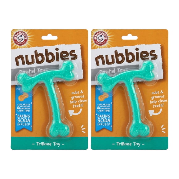 Juguete masticable para perros Arm & Hammer T-Bone, paquete de 2 unidades, mantequilla de maní