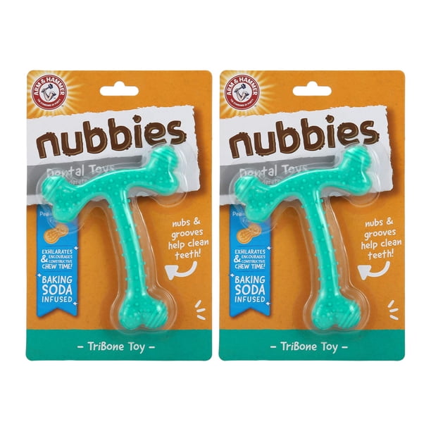 Juguete masticable para perros Arm & Hammer T-Bone, paquete de 2 unidades, mantequilla de maní