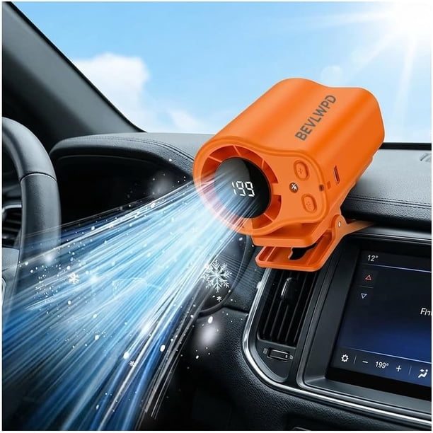 Ventilador clip coche aire acondicionado LED USB recargable mini frío manos libres