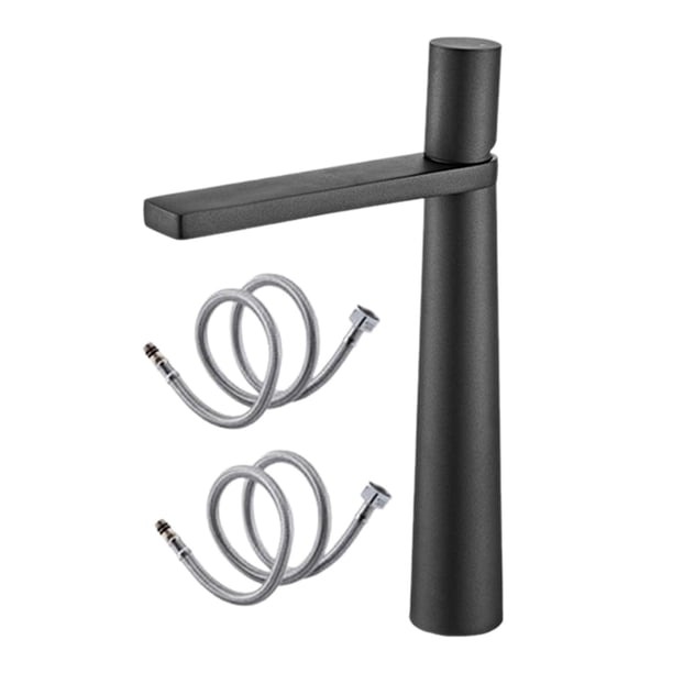 Grifo de baño Grifo para recipiente de lavabo Grifo de agua con núcleo de cerámica moderno Control de frío y calor de una sola manija para fregadero d gris largo