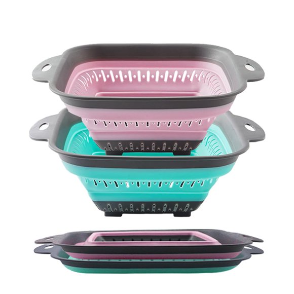 Juego de Coladores Plegables Fglmctsh 2 piezas Rojo y Verde