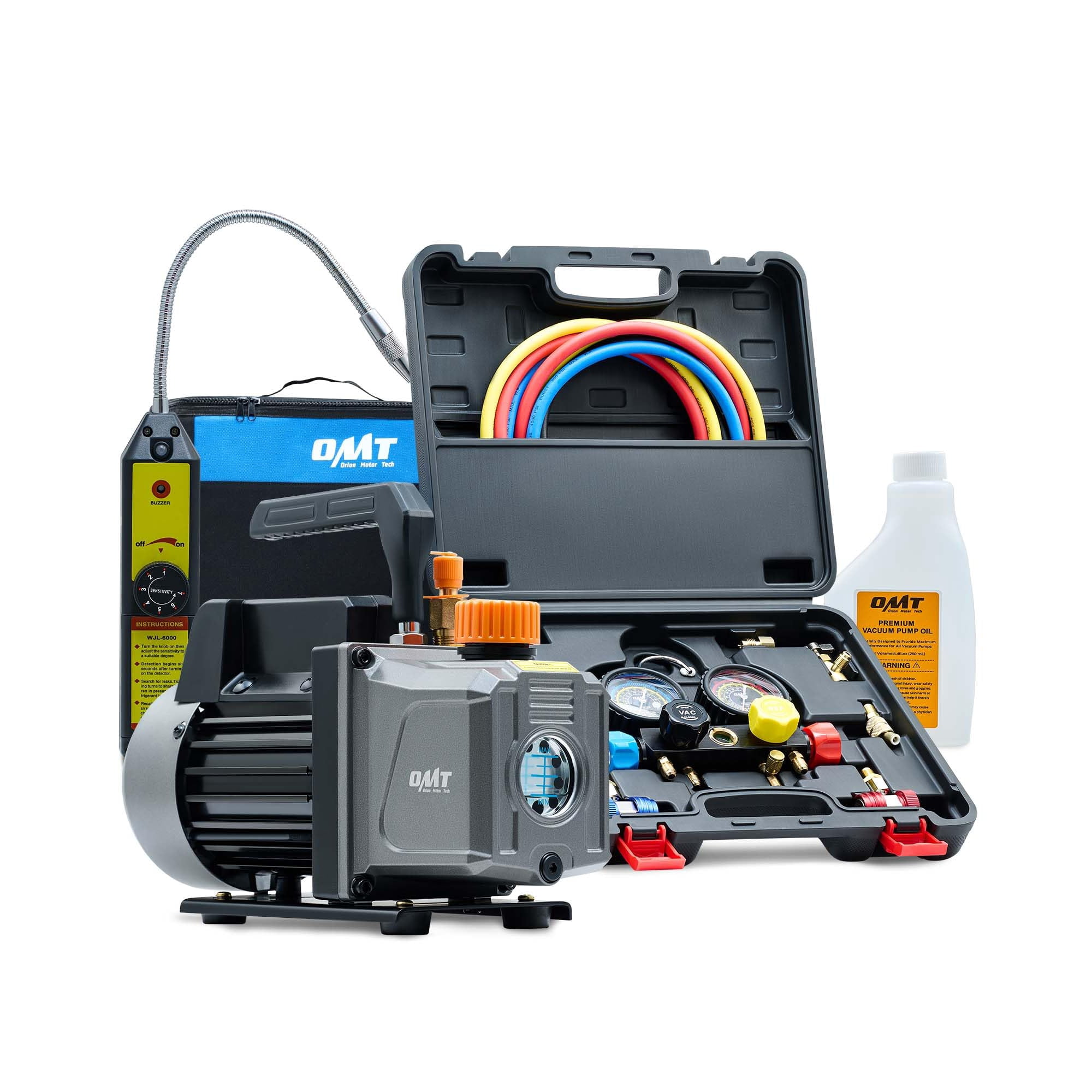 Kit De Bomba De Vacío Ac Orion Motor Tech 1/3 Hp 4 Cfm Con Manómetro