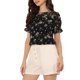 thumbnail image 4 of INSPIRE CHIC Blusas de Chifón para Mujer Mangas Cortas Camisa de Trabajo Floral Tops Negro M, 4 of 6