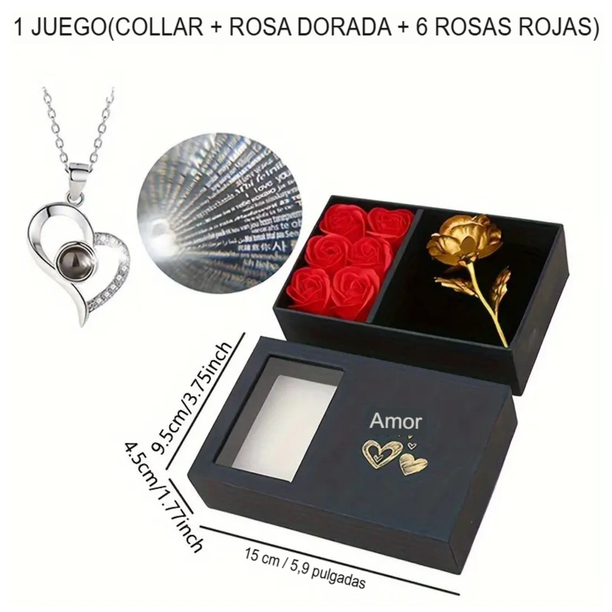 Genérico - Collar Romántico 'te Amo' En 100 Idiomas Con Caja De Joyería