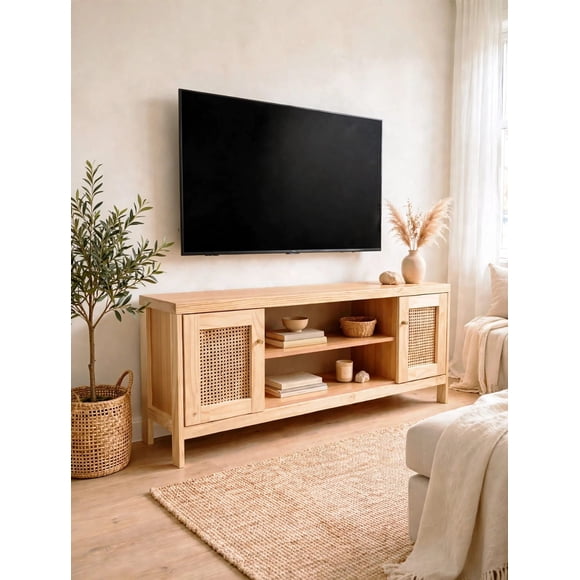 RACK TV MADERA RATTAN 150X35X61