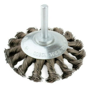 Grata Copa Plana Acero Templado Trenzado 3"" (75Mm) - Calibre 0,35Mm -Vástago 1/4'' - Hela