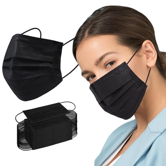 Mascarilla desechable Borje, 100 unidades, negra, protección de 3 capas