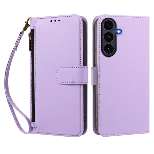 Funda Tipo Billetera para samsung galaxy S26 FE con Soporte y Bolsillo con Cierre Morado