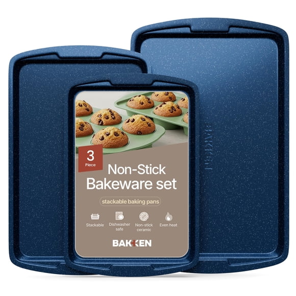 Set de bandejas para hornear Bakken Kitchen, antiadherentes, de acero al carbono, color azul