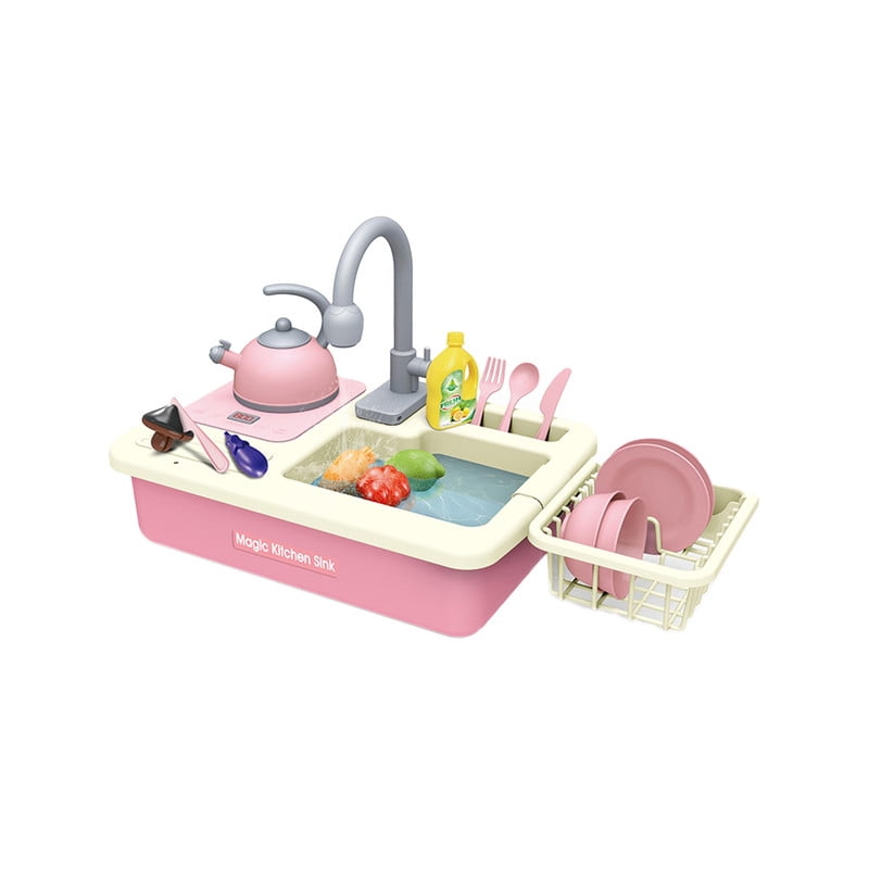 Babyluna - Lavaplatos Magic Kitchen Cocina, Juego 21 Piezas Rosado
