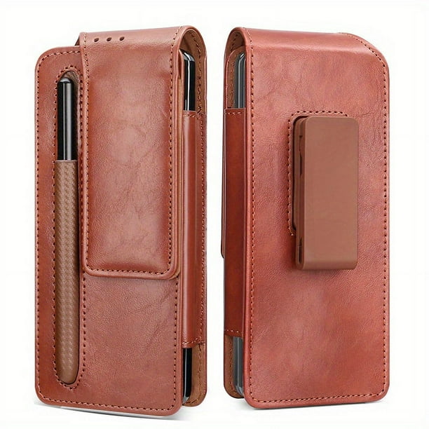 Stylish Leather Phone Belt Bag For Samsung Galaxy Z Fold4 & Fold3 - Keep Your Phone & Pen Secure!