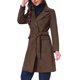 thumbnail image 4 of Abrigo de Trinchera de Cuero Sintético para Mujer INSPIRE CHIC con Solapa Entallada Doble Botonadura Abrigo Medio-Largo de Otoño Invierno con Cinturón M Marrón Oscuro, 4 of 6