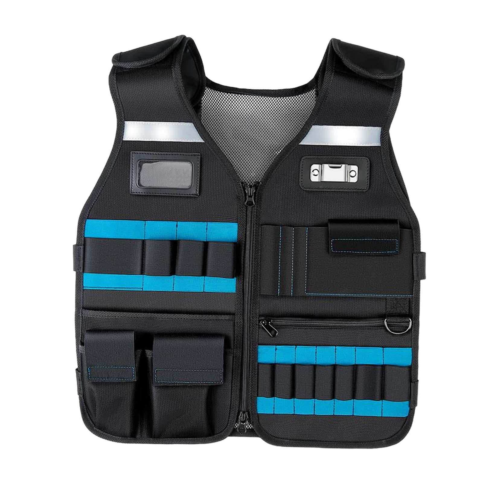 Ioensy - Chaleco De Herramientas Con Múltiples Bolsillos Bolsa De Herramientas Bolsa De Herramientas De Electricista Para Carpintero Azul