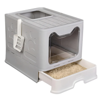 Genérico - Arenero Cerrado Cuadrado Gris Para Gato Con Puerta Y Pala