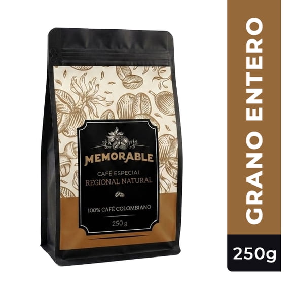 Café Grano entero 250g | Memorable Café Variedad Regional Natural Origen Colombia 100% Arábica