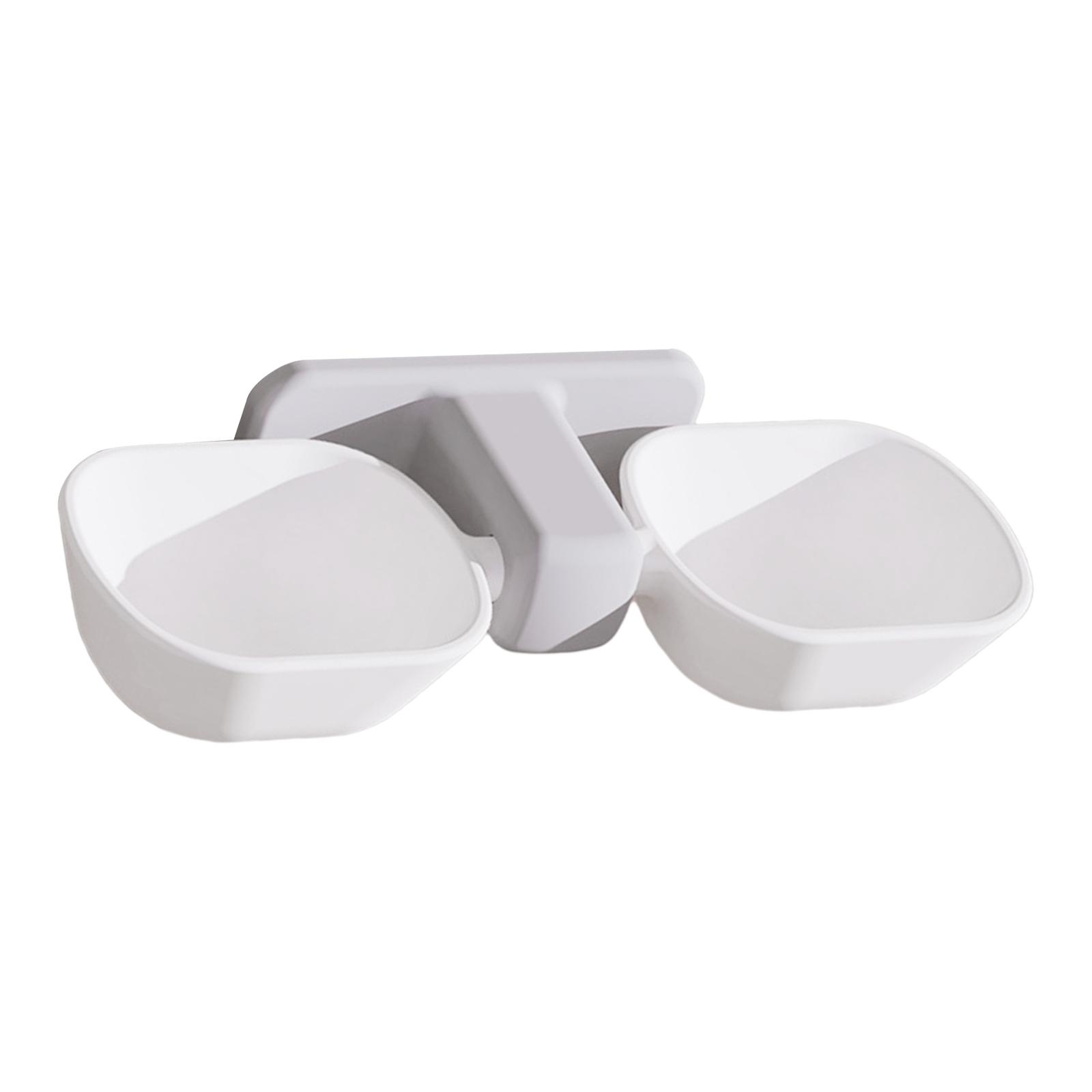 Ioensy - Cuencos Dobles Para Gatos, Comedero De Agua Para Alimentos Montado En La Pared Para Perros, Gatos, Cuenco Para Mascotas, Blanco