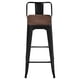 thumbnail image 1 of Taburete Tolix Negro Alto con Respaldo para bar o terraza - Asiento de Madera Oscura Walnut, 1 of 4