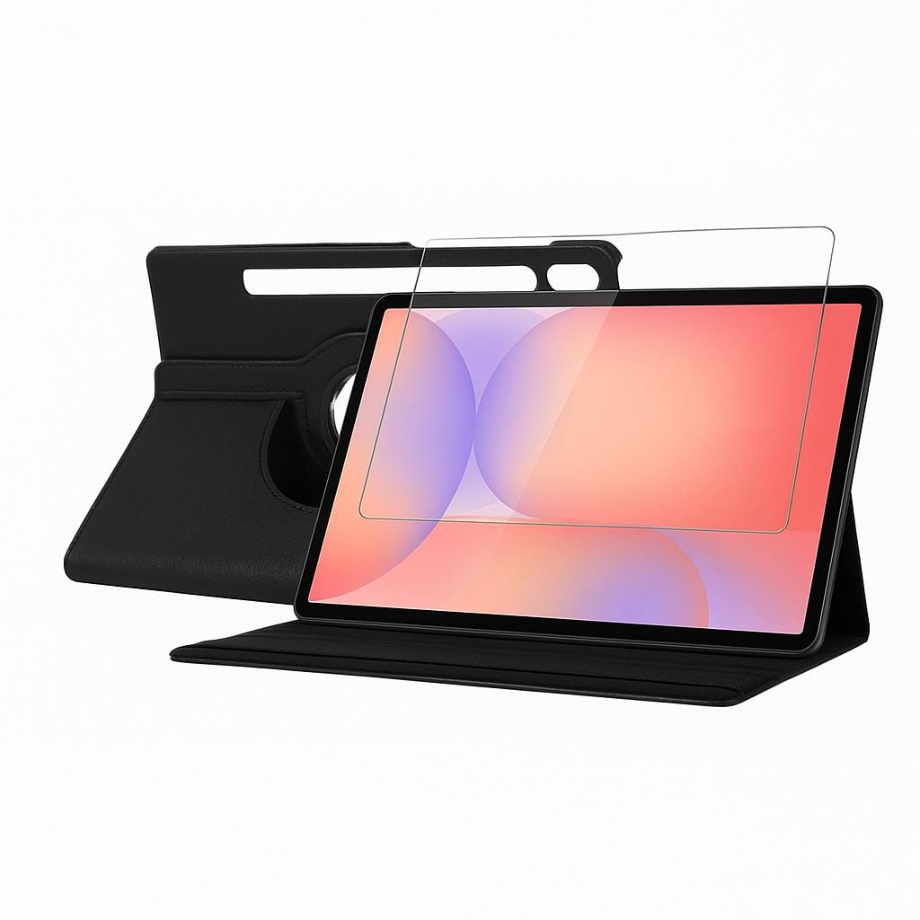 Mar Cases - Carcasa Funda Giratoria Para Tablet Samsung S10 Lite Negro + Vidrio