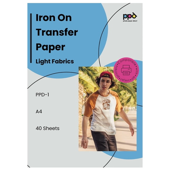 PPD 40 Hojas 8.5x11" Papel Vinilo Termotransferible para Telas Ligeras