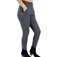 Likeshop - Pantalón Calza Mujer Invierno Forro Interior Piel Bolsillos Cierre H1