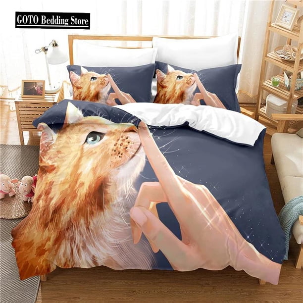v159 Bed Sheets Dropshipping Bed Linens Sets Duvet Covet Pillowcases Bedroom Bed Cover Set - Pcs Ropa De Cama Pet Cat Cute Bed Set x 3-Piece Bedding Set (1 Duvet Cover + 2 Pillow Shams) Bed Sheets ju1
