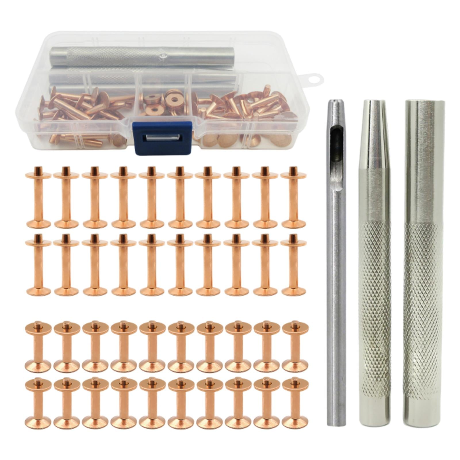 Magideal - De Remaches De Cuero Remaches De Latón Con Herramienta De Ajuste Reparación De Remaches Decoración Herramienta De Artesanía De Cuero Tubular Para D