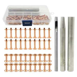 Magideal - De Remaches De Cuero Remaches De Latón Con Herramienta De Ajuste Reparación De Remaches Decoración Herramienta De Artesanía De Cuero Tubular Para D