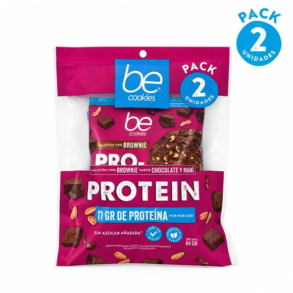 Pack 2 unidades galleton protein tipo brownie, 84 g