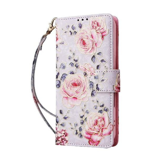 FOXDOCK Funda Tipo Cartera Floral para Samsung Galaxy S23 Plus ,Funda con Tapa de Cuero PU, Protección Antigolpes con Ranuras para Tarjetas y Soporte