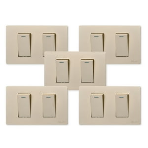 Want - Pack 5 Interruptores Doble Metálico 924 16A - Dorado