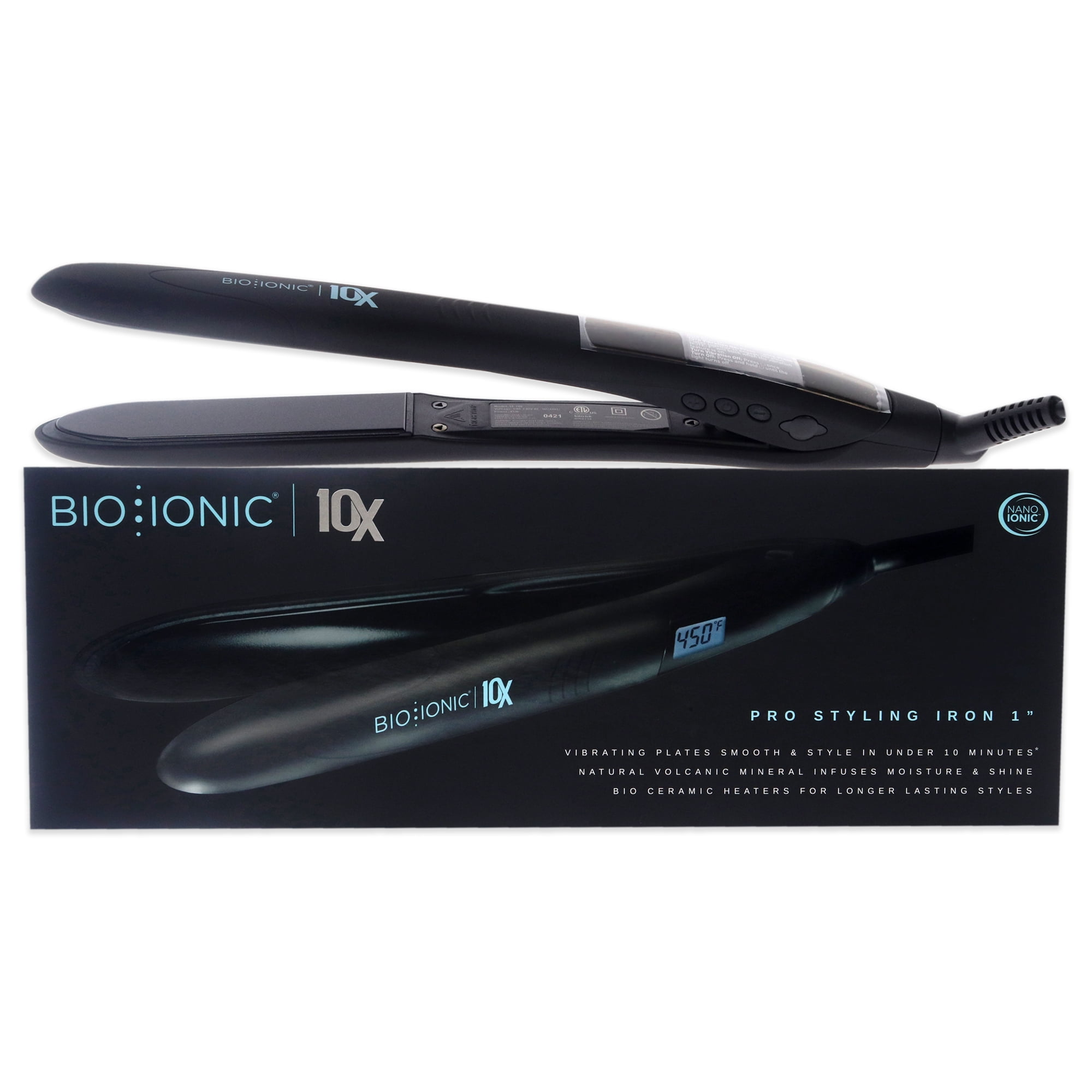 Bio Ionic - Plancha De Peinado Profesional 10x - Negra De Para Mujeres - Plancha De 1 Pulgada