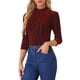 thumbnail image 4 of INSPIRE CHIC Blusa Metálica Brillante a Rayas con Lentejuelas de Manga 3/4 para Fiesta de Halloween para Mujer XL Rojo, 4 of 6