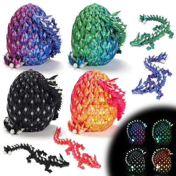 Set De 4 Huevos De Dragón Brillan En La Oscuridad Juguetes Antiestrés