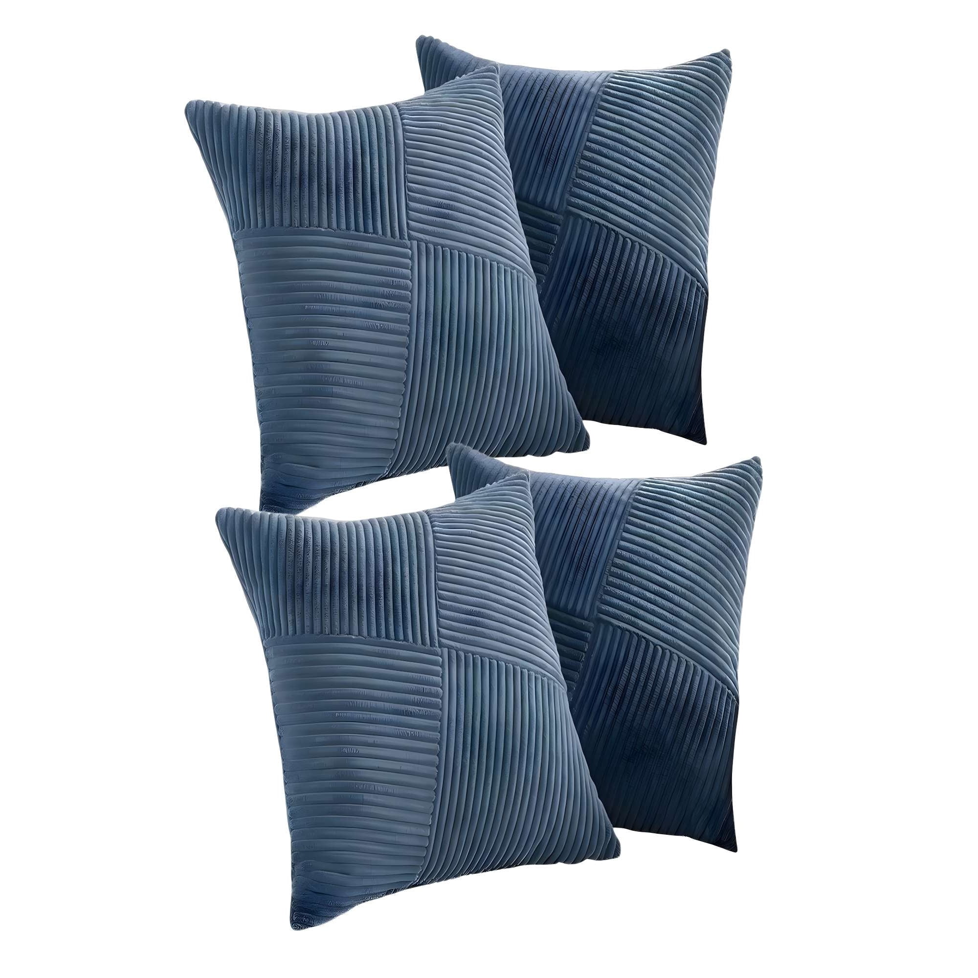 Genérico - Pack De 4 Fundas De Cojin Felpa Azul