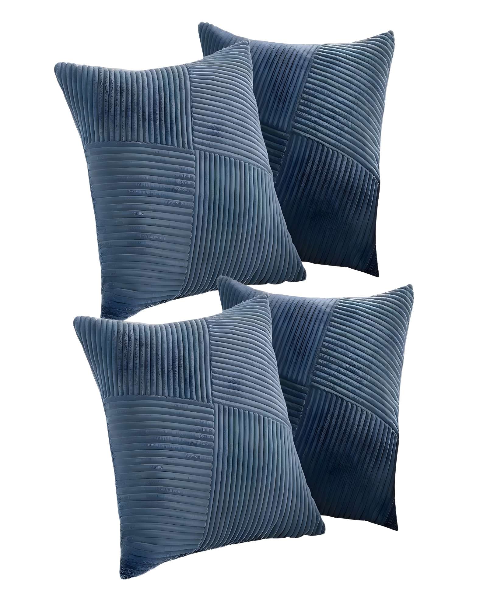 Genérico - Pack De 4 Fundas De Cojin Felpa Azul