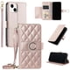 thumbnail image 1 of Funda tipo billetera FOXDOCK para iPhone 14 Plus – Tapa abatible con correa para mujer, 1 of 5