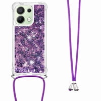 Funda Foxdock Para Xiaomi Redmi Note 13 4G Con Cuerda Ajustable, Brillo Líquido, Protección Antigolpes Y Lente – Ideal Para Regalo