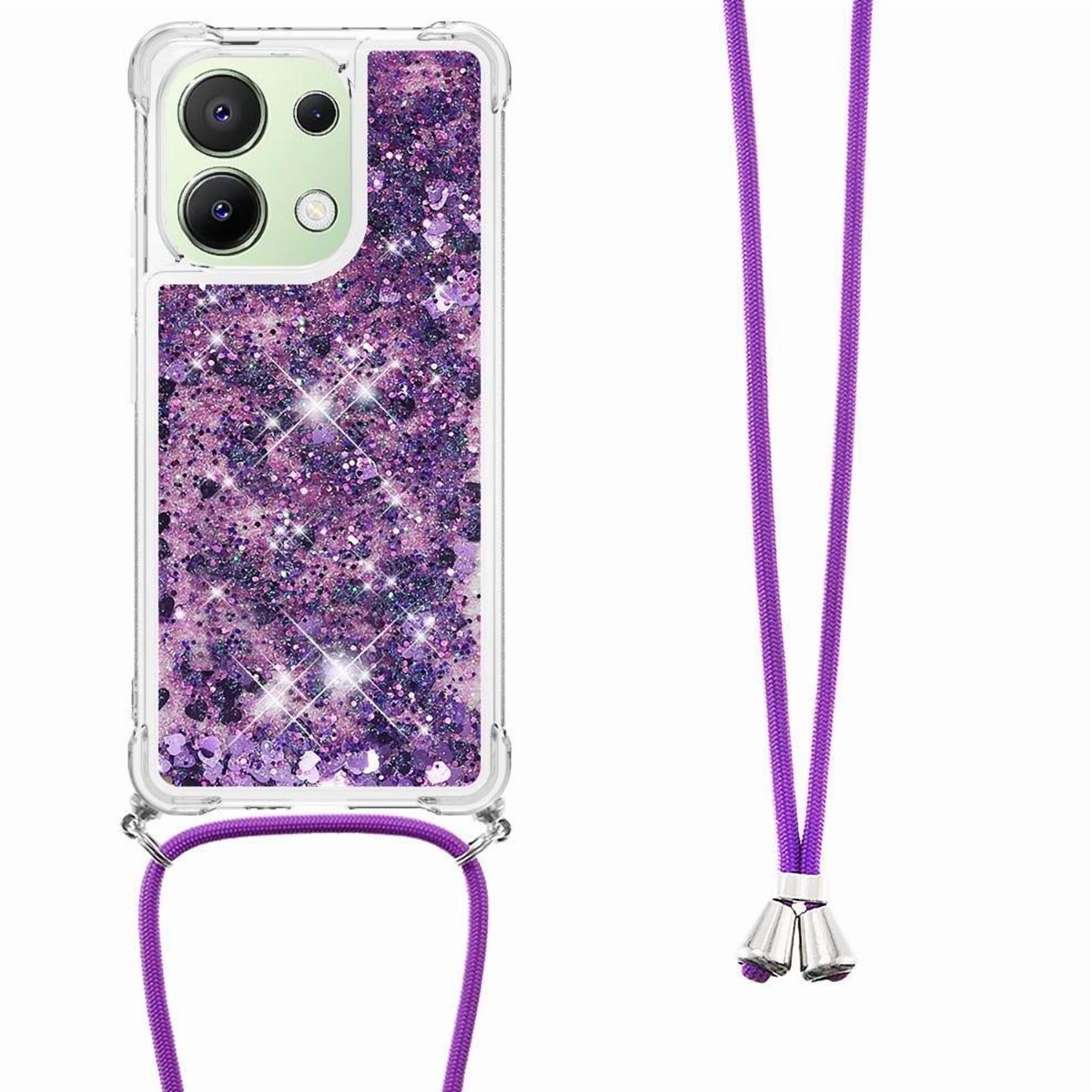 Funda Foxdock Para Xiaomi Redmi Note 13 4G Con Cuerda Ajustable, Brillo Líquido, Protección Antigolpes Y Lente – Ideal Para Regalo