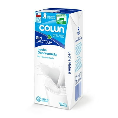 Leche Descremada Sin Lactosa 200 Ml Colun