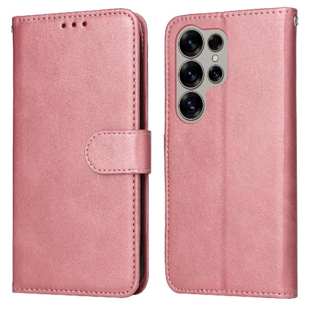 Funda Billetera para Samsung Galaxy S25 Ultra con Porta Tarjetas y Soporte Ajustable Rosa