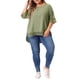 thumbnail image 2 of Agnes Orinda Camisetas de Mujer Tallas Grandes Cuello Redondo Encaje Crochet Manga Corta Blusas Casuales 3X Verde Militar, 2 of 6