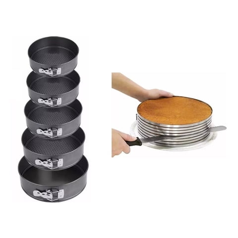 Genérico - Set 6 Moldes Redondos + Cortador Bizcocho Torta Repostería