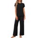 thumbnail image 2 of Conjunto de pijama para mujer de 2 piezas con bolsillos, mangas cortas, conjunto de ropa de descanso, parte superior y pantalones largos, talla M, negro, 2 of 6