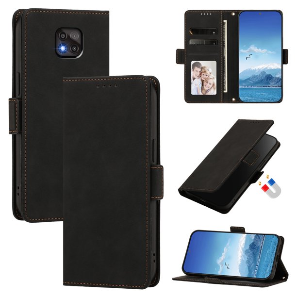 Funda Billetera Delgada para Motorola Moto G Power 2021 con Ranuras y Soporte Negro