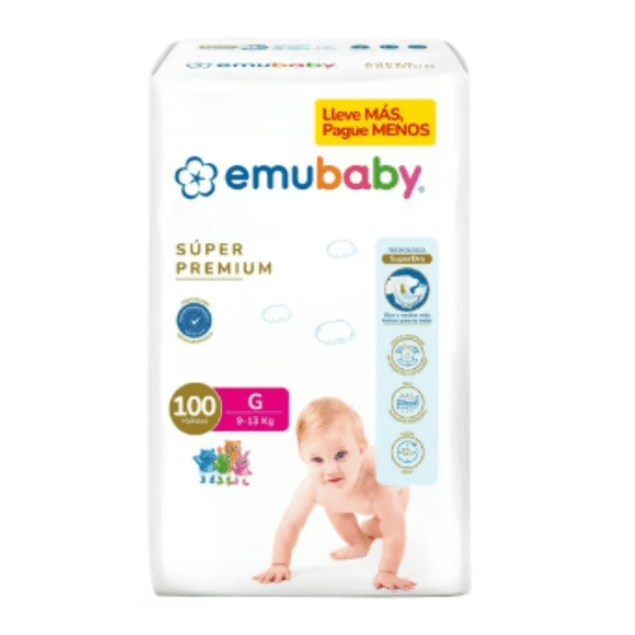 Pañal Emubaby Super Premium G, 100 Un